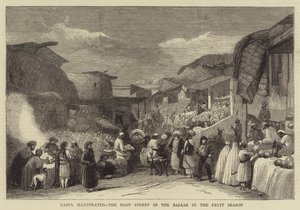 Cabul Illustrated, the Main Street in the Bazaar in the Fruit Season (engraving) بواسطة مدرسة اللغة الإنجليزية