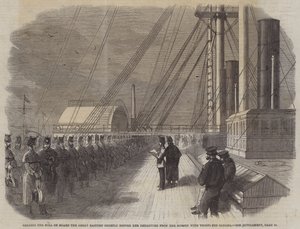 استدعاء Roll on Board the Great Eastern قبل وقت قصير من رحيلها من Mersey مع Troops for Canada (نقش) بواسطة مدرسة اللغة الإنجليزية