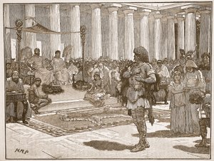 Caractacus قبل Claudius ، توضيح من Cassells Illustrated History of England (sepia photo) بواسطة مدرسة اللغة الإنجليزية