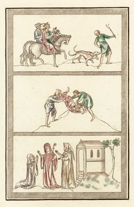Cenelm, King of Mercia, hunting, murder of King, Abbess, nun and anchorite (coloured engraving) بواسطة مدرسة اللغة الإنجليزية