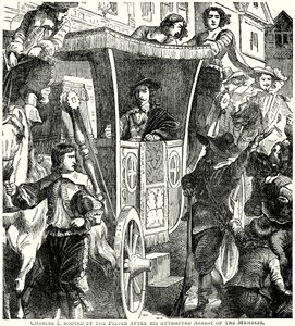 صياح تشارلز الأول من قبل البيبول بعد محاولة القبض على الأعضاء (نقش) بواسطة مدرسة اللغة الإنجليزية
