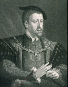 تشارلز الخامس (1500-58) الإمبراطور الروماني المقدس وملك إسبانيا ، من "معرض الصور" ، تم نشره عام 1833 بواسطة مدرسة اللغة الإنجليزية