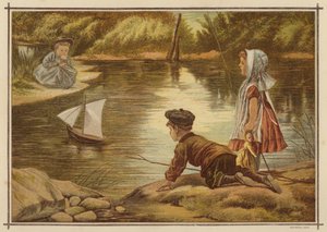 أطفال يطلقون نموذج يخت (لون ليثو) بواسطة مدرسة اللغة الإنجليزية