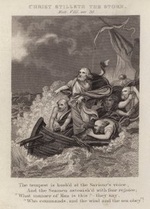 Christ stilleth the storm, Matthew VIII, ver 26 (engraving) بواسطة مدرسة اللغة الإنجليزية