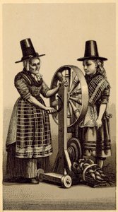 أزياء ويلز: Spinning Genny (litho) بواسطة مدرسة اللغة الإنجليزية