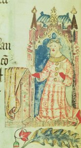 Cott Nero D VII f.7 صورة لجون جاونت ، دوق لانكستر ، من كتاب المحسنين لدير سانت ألبان ، ج 1380 (ورق) بواسطة مدرسة اللغة الإنجليزية