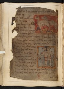 قطن MS Vitellius A XV f.101v ، بياولف ، من "مخطوطة نويل" (حبر على ورق) بواسطة مدرسة اللغة الإنجليزية