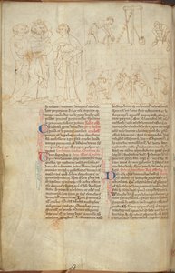 Cotton Nero D. I f.23v مبنى برج كليفورد في سانت ألبانز ، من "حياة الأوفاس" (ورق) بواسطة مدرسة اللغة الإنجليزية