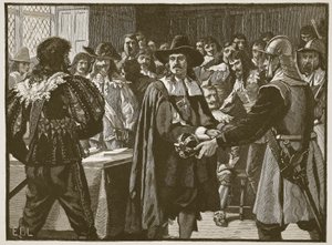 كرومويل يحل البرلمان الطويل ، رسم توضيحي من Cassells Illustrated History of England (sepia photo) بواسطة مدرسة اللغة الإنجليزية