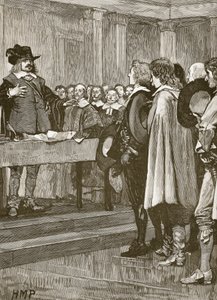 كرومويل يرفض التاج ، رسم توضيحي من Cassells Illustrated History of England (sepia photo) بواسطة مدرسة اللغة الإنجليزية