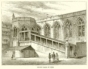 قاعة كروسبي عام 1790 بواسطة مدرسة اللغة الإنجليزية