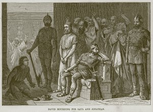 ديفيد الحداد على شاول وجوناثان ، التوضيح من الكتاب المقدس تشايلدز ، c.1880 بواسطة مدرسة اللغة الإنجليزية