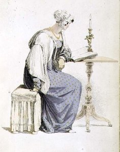 فستان نهاري ، لوحة أزياء من مستودع الفنون في أكرمان (نقش ملون) بواسطة مدرسة اللغة الإنجليزية