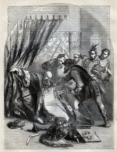وفاة الكاردينال بيتون ، 29 مايو 1546 - الكاردينال ديفيد بيتون (1494-1546) ، رئيس أساقفة سانت أندروز ، قُتل أثناء الإصلاح الاسكتلندي - نقش من "تاريخ إنجلترا" لكاسيل بيتر وجالبين ، لندن (1890) بواسطة مدرسة اللغة الإنجليزية