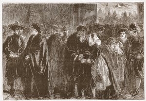 رحيل الوزراء المنفيين من Kuttenberg ، توضيح من تاريخ البروتستانتية بقلم جيمس أيتكين ويلي (1808-1890) ، حانة. 1878 بواسطة مدرسة اللغة الإنجليزية