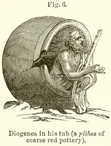 Diogenes في حوضه (بيثوس من الفخار الأحمر الخشن) بواسطة مدرسة اللغة الإنجليزية