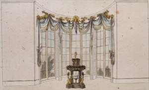 ستارة نافذة غرفة الرسم و jardiniere ، اللوحة 101 من مستودع الفنون في أكرمان ، نُشرت من 1809 إلى 28 (ليثو ملون) بواسطة مدرسة اللغة الإنجليزية