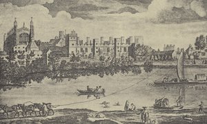 المنظر الشرقي للكلية ، 1742 (الحفر) بواسطة مدرسة اللغة الإنجليزية