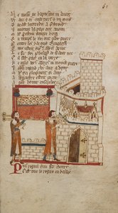 Egerton Ms 3028 f.061r تم نقل جثة كينغ جون إلى كاتدرائية ووستر لدفنها ، رسم توضيحي من "Romances in French Verse ..." ، بقلم روبرت وايس ، كانون بايو (ورق) بواسطة مدرسة اللغة الإنجليزية