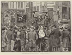 Eight-Hours Movement Procession in Melbourne, Australia (engraving) بواسطة مدرسة اللغة الإنجليزية