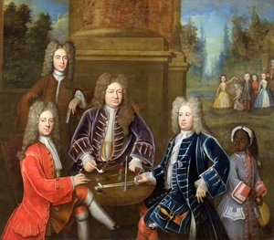 إليهو ييل (1648-1721) ، دوق ديفونشاير الثاني ، اللورد جيمس كافنديش ، السيد تونستال والصفحة ، ج .1708