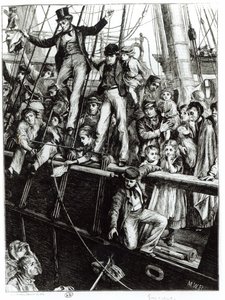 المغتربون الذين يغادرون إنجلترا القديمة ، من مجلة The Graphic ، 18 ديسمبر 1869 بواسطة مدرسة اللغة الإنجليزية