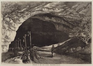 Entrance to the Peak Cavern, Derbyshire (engraving) بواسطة مدرسة اللغة الإنجليزية