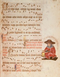 F.127 ورقة الموسيقى مع رسم لبرص ، حوالي 1400 (ورق) بواسطة مدرسة اللغة الإنجليزية