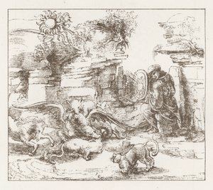 Facsimile of a Study by Leonardo da Vinci (engraving) بواسطة مدرسة اللغة الإنجليزية