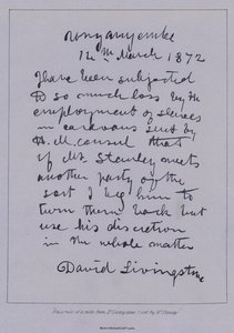Facsimile of a note from D