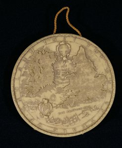 فاكس من الختم العظيم لإنجلترا عام 1651 ، يظهر عكس خريطة إنجلترا وويلز وأيرلندا (انظر 105041 للتعرف على الوجه الآخر) بواسطة مدرسة اللغة الإنجليزية