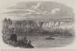 فارينا ، مع رجل على ظهره ، يعبر نياجرا على حبل مشدود ، من Clifton House Balcony ، 29 أغسطس 1860 (نقش) بواسطة مدرسة اللغة الإنجليزية