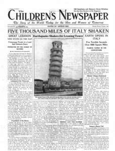 خمسة آلاف ميل من إيطاليا المهتزة ، الصفحة الأولى من "جريدة الأطفال" ، سبتمبر 1920 (ورق الصحف)