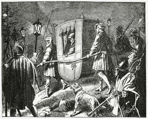 رحلة الإمبراطور تشارلز الخامس في 1552 من القوات البروتستانتية اللوثرية بقيادة الناخب موريس ساكسونيا ، 1882 بواسطة مدرسة اللغة الإنجليزية