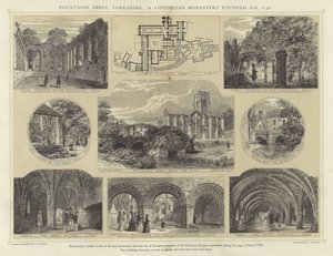 دير النوافير ، يوركشاير ، دير Cistercian أسس 1132 م بواسطة مدرسة اللغة الإنجليزية