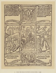 من Biblia Pauperum، Block-Book، c 1450 (litho) بواسطة مدرسة اللغة الإنجليزية