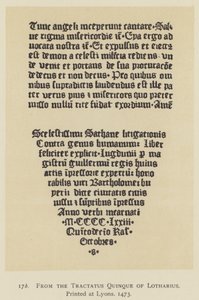 من Tractatus Five of Lotharius ، طُبع في ليون بواسطة مدرسة اللغة الإنجليزية