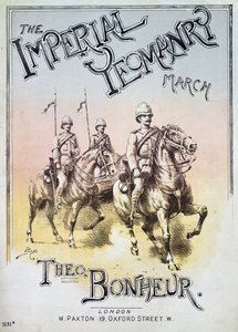 الغلاف الأمامي للنتيجة الموسيقية لـ The Imperial Yeomanry March بواسطة Theon Bonheur بواسطة مدرسة اللغة الإنجليزية