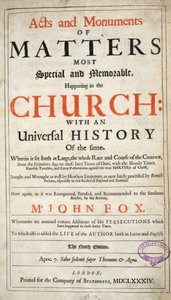 Frontispiece ، من Acts and Monuments by John Foxe ، الطبعة التاسعة ، حانة. 1684 بواسطة مدرسة اللغة الإنجليزية