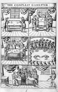 رسم توضيحي للواجهة لـ "The Compleat Gamester" من تأليف تشارلز كوتون ، حوالي 1700 (نقش) بواسطة مدرسة اللغة الإنجليزية