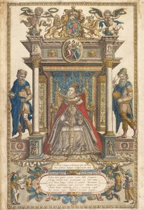 صورة لأطلس دول إنجلترا وويلز بقلم كريستوفر ساكسون ، لندن 1579 (نقش يدوي) بواسطة مدرسة اللغة الإنجليزية