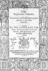 صورة للجبهة من Shepheardes من قبل Esmond Spenser (1552-99) ، نشر 1586 بواسطة مدرسة اللغة الإنجليزية