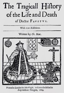 صورة في وجه التاريخ المأساوي لحياة وموت الدكتور فاوست ، بقلم كريستوفر ماركلين ، c.1616 بواسطة مدرسة اللغة الإنجليزية