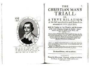 صورة من أمام محاكمة كريستيان مان بواسطة جون ليلبورن (c.1614-57) 1641 بواسطة مدرسة اللغة الإنجليزية