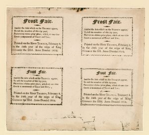 معرض الصقيع لعام 1814. طباعة هدايا تذكارية على الجليد بواسطة مدرسة اللغة الإنجليزية