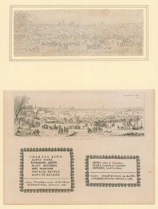معرض الصقيع في نهر التايمز ، تذكار مطبوع للملك تشارلز الثاني والعائلة ، 1684 بواسطة مدرسة اللغة الإنجليزية