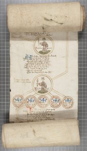 لفة الأنساب لملوك إنجلترا ، حوالي 1440-1479 (قلم وحبر على رق) بواسطة مدرسة اللغة الإنجليزية