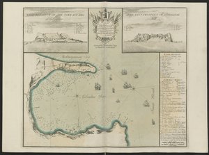 خليج جبل طارق (الغرب والشرق من منطقة جي هيل) بقلم سي برايس ، حوالي 1730 (لون ليثو) بواسطة مدرسة اللغة الإنجليزية