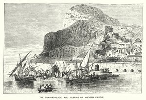 Gibraltar: The Landing-Place, and Remains of Moorish Castle (engraving) بواسطة مدرسة اللغة الإنجليزية