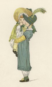 Girl carrying her sister (colour litho) بواسطة مدرسة اللغة الإنجليزية